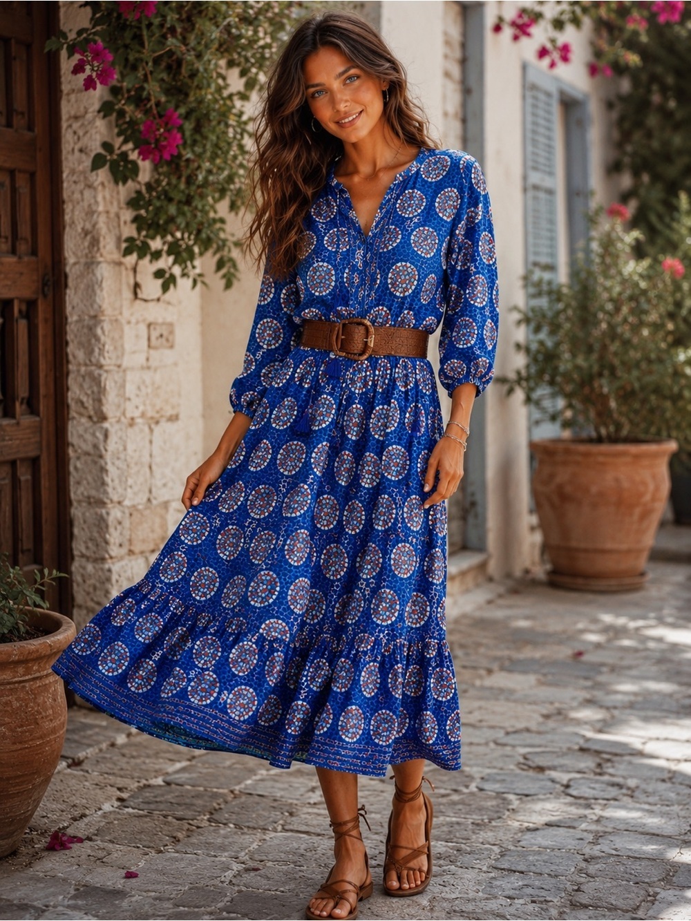 HATLEY CELINE blue orange maxi dress SMALL & MED available